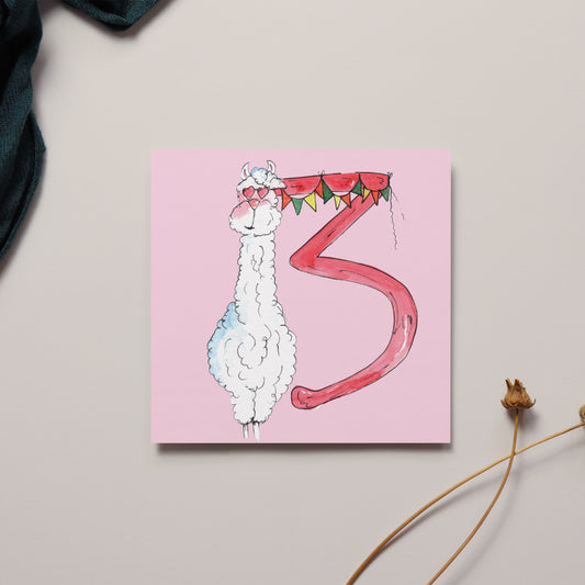 3rd Birthday Lama Greeting Card