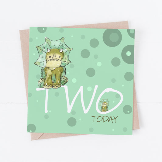 Two Today Birthday Dino Greeting Card